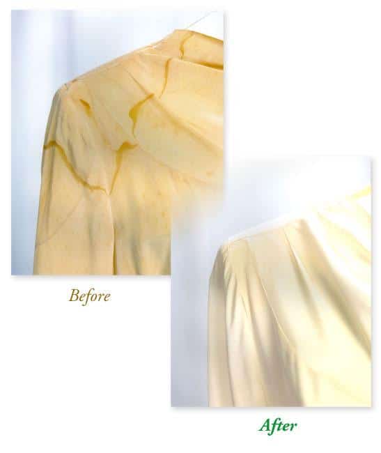 Before and After Cleaned Dress | Clothing Restoration Columbus